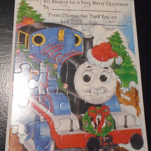 RARE! CARLTON PUZZLE CARDS w/ENVELOPE THOMAS THE TANK ENGINE CHRISTMAS NEW - Picture 2 of 6